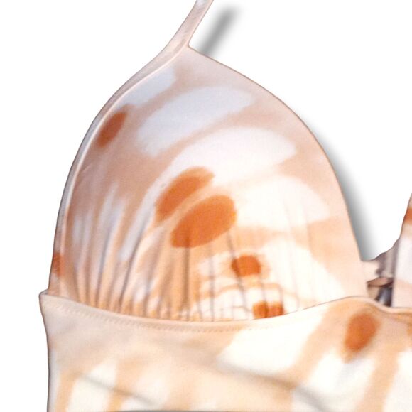 Aerie Perky Triangle Bikini Top-Large-Peach Tie Dye-Lined-Molded Cups-Double Tie - Picture 2 of 7